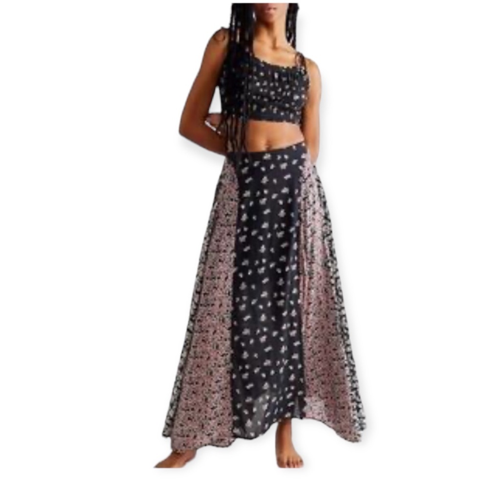 Free People Kaia Splice Print Maxi Skirt